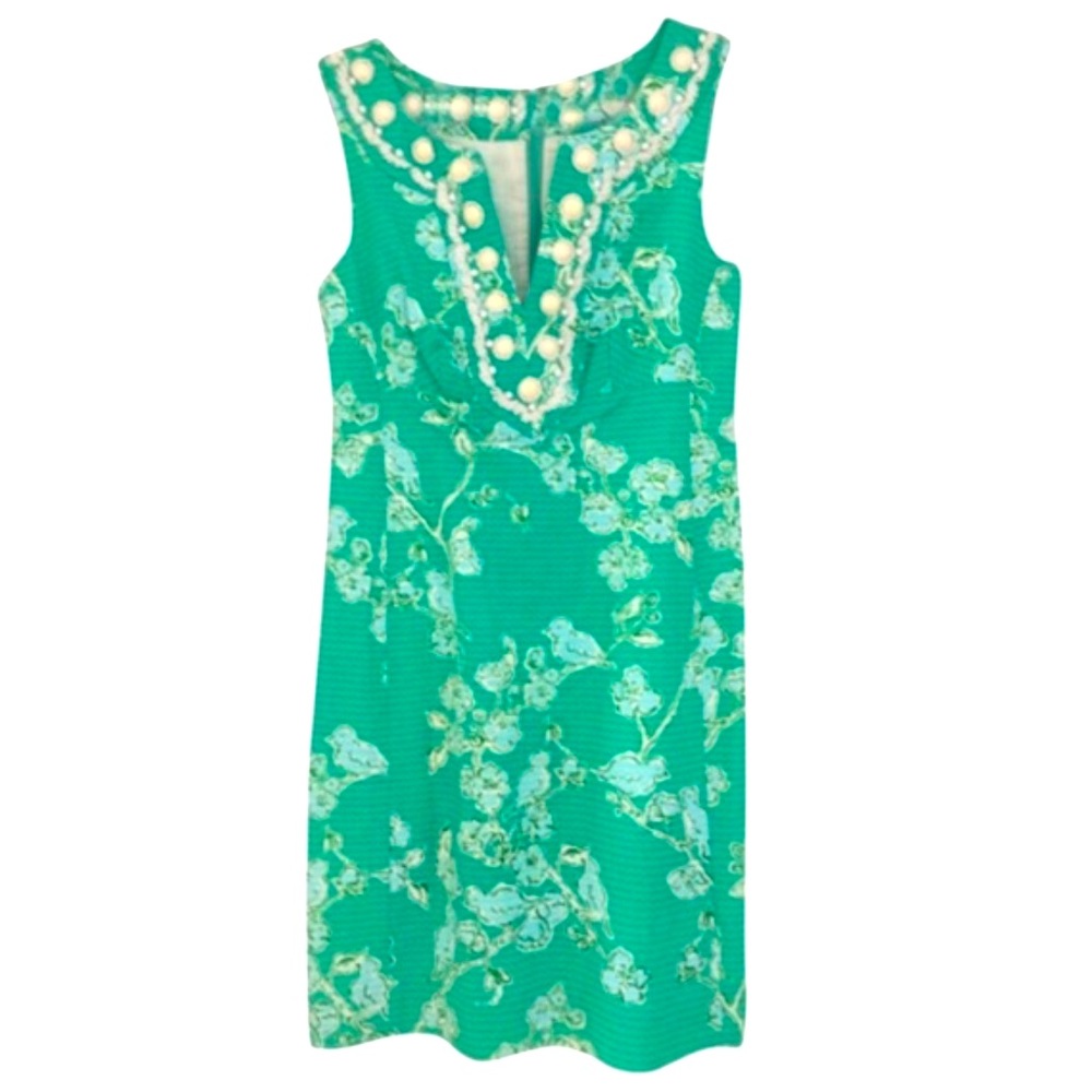 Lilly Pulitzer Green Lagoon Birds & Bees Jacquard ADELIA Shift Dress - Picture 2 of 16